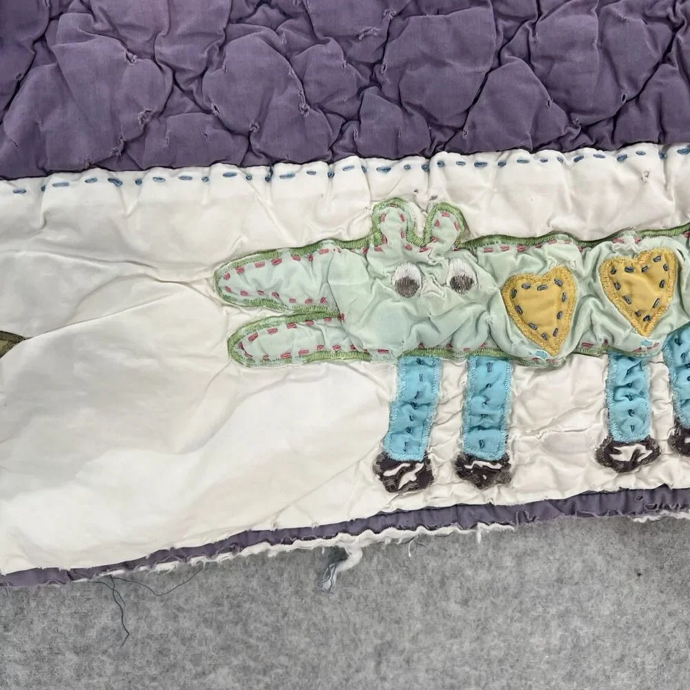 Vintage Garnet Hill Baby Crib Quilt Animals tattered distressed 31x39